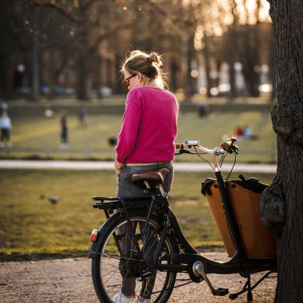 Woman with cargo bike