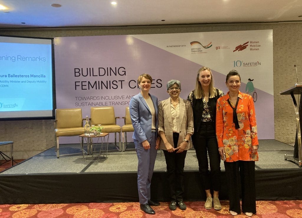 Urda Eichhorst, Kalpana Viswanath, Insa Illgen and Laura Ballesteros at the Building Feminist Cities conference in Delhi, India 2023