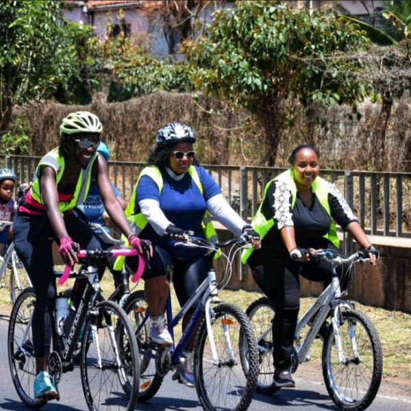 Cyprine Odada and other women on bikes at a Critical Mass Nairobi event