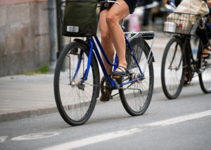 Two cyclysis shown from a low angle